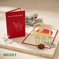Tarjeta de Felicitación Navideña Creativa 3D con Corte Láser, Acabado Mate Tradicional, Hecha a Mano en Vietnam, para Fiestas, Navidad, Año Nuevo