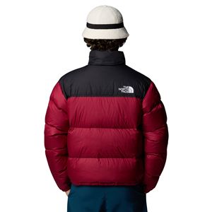 Veste d'hiver unisexe en duvet rouge coupe-vent décontractée coupe régulière à capuche avec fermeture éclair et logo frontal - Product Image 5