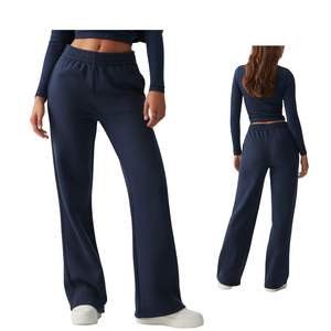 กางเกงวอร์มขายาวเอวกลางผ้าลูกไม้สำหรับฤดูหนาว พิมพ์โลโก้ได้ตามต้องการ เนื้อผ้านุ่ม ยืดหยุ่น เหมาะสำหรับโยคะและพักผ่อน รับผลิตแบบ OEM ODM ขายส่ง - Product Image 1