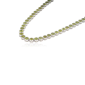 100% Real 5mm Round Cut Peridot Gemstone 925 Sterling Silver Tennis <b>Necklace</b> For Women's Party Wear Fine Jewelry - Product Image 5