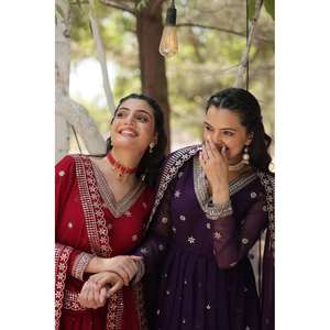 Robe Anarkali pour fête Vêtements indiens et pakistanais avec paillettes brodées Travail - Product Image 3