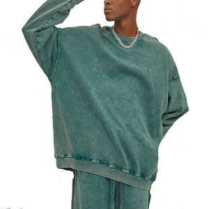 Sudadera con capucha de invierno de marca streetwear, con efecto vintage, teñido ácido, forro sólido, 100% algodón, parte inferior engrosada, venta al por mayor - Product Image 3