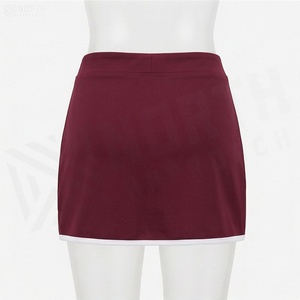 Jupe mini asymétrique pour femme, couleur unie, taille élastique, style sportif, respirante, en spandex et polyester, avec fente - Product Image 2