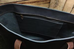 Bolsos de Mano de Cuero Genuino Hechos a Mano, Vintage, Gran Capacidad, Portátiles, Impermeables, de Lujo para Mujer, con Cierre de Cremallera para Viaje LTB-0275 - Product Image 6