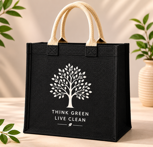 กระเป๋าโท้ทผ้าไม่ทอ Think Green Live Clean ขนาดกลาง สำหรับช้อปปิ้งและโปรโมชั่น  รักษาสิ่งแวดล้อม 100% - Product Image 1