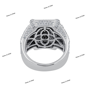 Moissanite <b>Silver</b> Rectangular Face <b>Ring</b> In 925 <b>Silver</b> With Stones For Bold Elegant <b>Statement</b> Fashion <b>Ring</b> Jewelry - Product Image 2