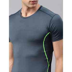 Camiseta Deportiva de Compresión para Hombre, Corte Ajustado, Cuello Redondo, Manga Corta, Transpirable, Spandex/Poliéster, Estilo Urbano, 220g, para Entrenamiento - Product Image 1