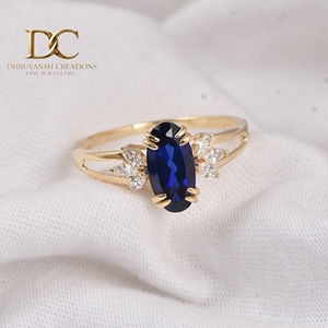 Anillo de Oro Sólido de 14 Quilates de Lujo con Diamante Cultivado en Laboratorio y Zafiro Azul Real, Joyería Fina para Mujer, Fabricante de Joyas de Boda - Product Image 4