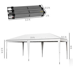 10x20 White Outdoor Gazebo Pop-Up <b>Canopy</b> Portable Party <b>Tent</b> with Carry Bag for Weddings & Parties - Product Image 3