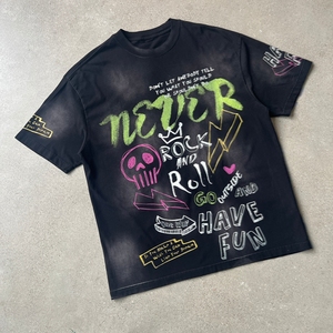 Wholesale Vintage Digital Print T-shirt Heavyweight 100% Cotton Boxy T-shirt Customizable for <b>Men</b> Acid Wash Tshirt With Logo - Product Image 2