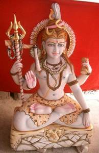 Sculpture de Dieu en marbre Makrana blanc pur et brillant, Lord Shiv Shankar Mahadev, assis, pour la maison et le temple, au meilleur prix - Product Image 2