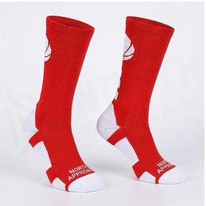 North Approach Crew <b>Socks</b> Red Breathable <b>Polyester</b> Spandex Basketball <b>Socks</b> for Adults Summer Season - Product Image 3