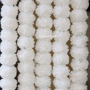 พวงมาลัยดอกดาวเรืองทำมือ ดีไซน์เนอร์ พวงมาลัยพู่หลากสีประดิษฐ์ สำหรับตกแต่งงานแต่งงานและเทศกาลต่างๆ พวงมาลัยดอกดาวเรือง - Product Image 2