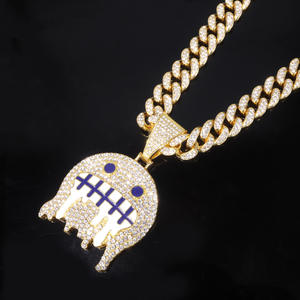 Pendentif dessin animé en moissanite Ice Face transfrontalier, micro-pavé, en argent plaqué or, bijoux hip-hop, cadeau tendance pour homme pour les fêtes - Product Image 4