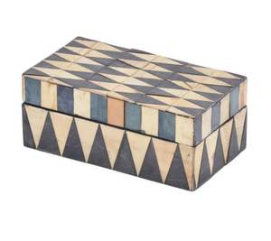 Resin Inlay Minimalist Black White Striped Rectangle Storage Boxes Set of 2 Stackable Decorative <b>Bins</b> for Living Room Neatening - Product Image 6