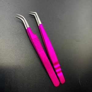 Pince à épiler professionnelle en acier durable rose métallique de haute qualité 45 degrés beauté pointue marque privée - Product Image 3