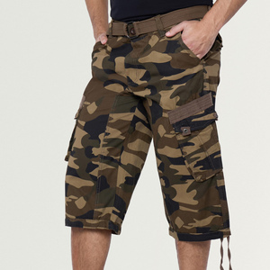 Pantalon Capri d'été pour homme, ample et décontracté, longueur au-dessus du genou, avec taille élastique, grande taille, pantalon capri tactique d'extérieur, respirant - Product Image 1