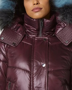 Women's Winter <b>Quilted</b> Puffer <b>Jacket</b> With Fur Trim Hood Full Sleeve Short Length Thick Warm Coat Zipper Closure Solid Color - Product Image 3