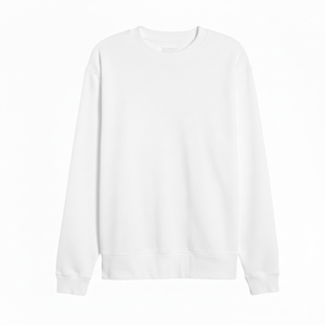 Sweat-shirt unisexe blanc à col rond, 100% coton, tissu molletonné français, coupe classique, pull décontracté, manches longues, tricoté, couleur unie, automne - Product Image 1