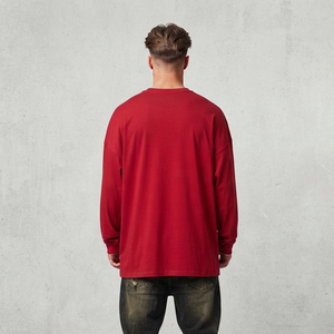 Camiseta de hombre de alta calidad con pedrería, manga larga, algodón grueso, estilo urbano, corte holgado, cuello redondo, oversize - Product Image 2