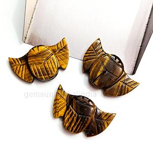 Natural <b>Tiger</b> <b>Eye</b> Scarab Shape Gemstone Beads 22mm Beetle Face Hand Carved Loose <b>Tiger</b> <b>Eye</b> Stone Beads For Jewelry Making Bulk - Product Image 2