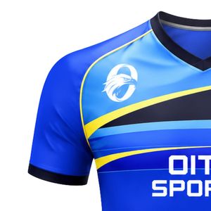 เสื้อแฮนด์บอลสีน้ำเงินรอยัลสำหรับผู้ชายแขนสั้นชุดทีมระบายอากาศได้ดีน้ำหนักเบาเสื้อกีฬาแข่งขันฝึกซ้อม - Product Image 3