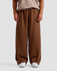Wide Leg Pants Men Brown Cotton Elastic Waist Casual Joggers Breathable Midweight Flared <b>Trousers</b> Autumn Style <b>Waterproof</b> Fleece - Product Image 5