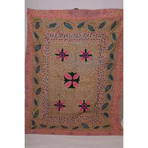 Handmade Vintage Cotton Kantha Suzani <b>Quilt</b> Floral Embroidery Boho Indian Eco-Friendly Washable All-Season Bedspread <b>Throw</b> - Product Image 2