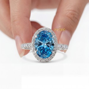 Anillo de compromiso y boda de oro de 14 quilates con diamante ovalado de laboratorio de claridad VS para mujer, estilo moderno - Product Image 2