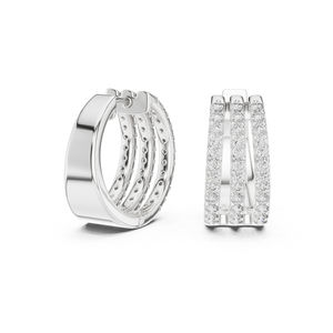 Boucles d'oreilles en or jaune 14 carats avec diamants de laboratoire ronds pour femmes |   Vêtements de mariée |   Nouveau diamant cultivé - Product Image 5