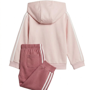 Conjunto Deportivo Casual para Niñas, Sudadera con Capucha Rosa, Manga Larga con Cierre, Diseño de Tres Rayas en Color Sólido para Primavera - Product Image 2