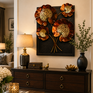 Panneau mural floral en fer forgé artisanal |   Décoration murale en métal inspirée du bois d'érable japonais pour salon, chambre et bureau - Product Image 5