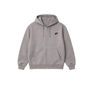 OEM Heavyweight Cotton Fleece <b>Zip</b> Up Men's Hoodies Oversized Full <b>Zip</b> <b>Hooded</b> Sweatshirt Thick Warm Casual Streetwear Custom Logo - Product Image 1