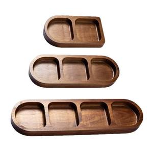Superbe plateau à trois niveaux en bois d'acacia, motif végétal, pour assaisonnements et sauces de barbecue et fondue - Product Image 2