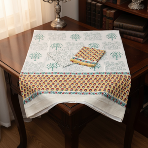 Traje indio de algodón con estampado floral amarillo y blanco para mujer |   Salwar Kameez Punjabi de Alta Calidad con Estampado a Mano |   Conjunto de Ropa Casual Étnica - Product Image 4