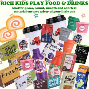 Juego de 48 Piezas de Juguetes de Caja Registradora, Escáner y Cafetera, Mini Supermercado, Juego de Roles de Tienda de Comestibles, Artículos de Comida de Juguete, 48 Piezas - Product Image 5