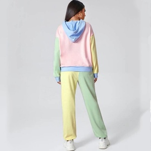 Oem New Design Customized Logo Hooded 100% Cotton Ladies Jogger 2-piece Fitness Clothing Sweat Track Suits Womens Tracksuits - Product Image 3