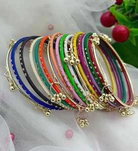 Handmade Women Rainbow Colour Bridal Kasmiri Churiyan <b>Bangles</b> Pearl Trendy Geometric Design Customizable Colors Sizes Velvet - Product Image 2
