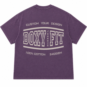 Camiseta Oversize de Corte Cuadrado para Hombre, 100% Algodón, 240GSM, Manga Corta, Cuello Redondo, Casual, con Estampado de Letras y Logotipo Frontal - Product Image 4