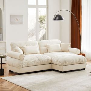 Divano Moderno Oversize a 2 Posti in Velluto con Poggiapiedi, Braccioli Imbottiti e Cuscino Lombare - Cuscini Decorativi Inclusi per Soggiorno - Product Image 3
