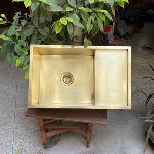 Contemporary Luxury Solid Brass Kitchen Sink Handmade Single Bowl Deep Wash <b>Basin</b> for Premium Kitchens - Product Image 6