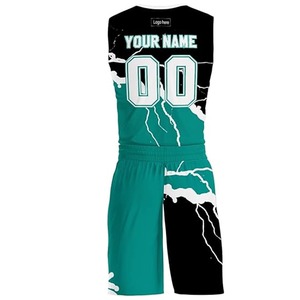 Nouveaux maillots de basket-ball personnalisés, ensemble de vêtements de sport respirant à séchage rapide, ensembles d'uniformes de basket-ball à manches courtes en vente - Product Image 4