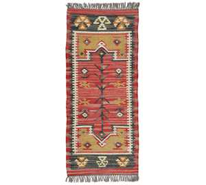 Tapis Kilim en jute et laine tissés à la main et élégants pour salon, chambre et bureau - Product Image 2