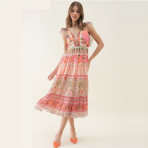 ชุดเดรสแฟชั่นผู้หญิงลายดอกไม้ แขนกุด ทรงบาน สำหรับงานแต่งงาน มีจำหน่ายในราคาขายส่ง - Product Image 1