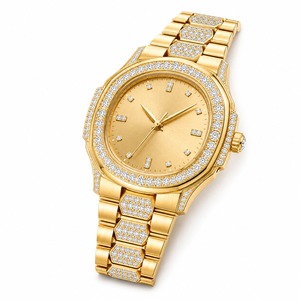 Luxury Women's <b>Diamond</b> <b>Watch</b> Round Yellow Gold Case Analog Quartz Band - Product Image 2