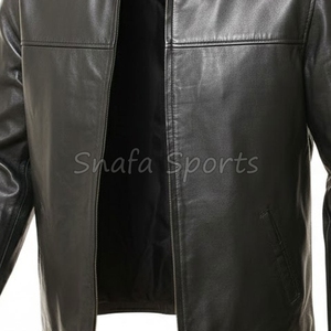 High Quality Classic Biker Motorcycle Slim Fit Windproof Breathable Black Leather Jacket For Men's In Wholesale Price - Product Image 3