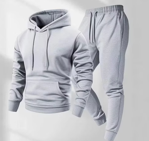 Chándal Gris con Capucha para Hombre, Ropa Casual de Longitud Completa con Bolsillos Laterales, Cierre con Cordón, 100% Algodón, Transpirable, Corte Regular - Product Image 2