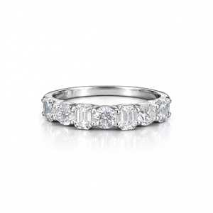 แหวนหมั้นเพชรทรงกลมและมรกต เพชรเลี้ยงในห้องปฏิบัติการ ทองคำแท้ 10K 14K 18K ดีไซน์เครื่องประดับชั้นดี รับรองโดย IGI สี E VVS - Product Image 1