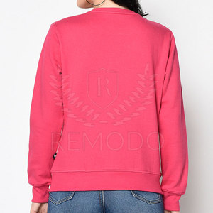Sudadera de Cuello Redondo Rosa para Mujer, Invierno, Poliéster/Algodón, Manga Larga, Ropa Casual, OEM, Logotipo Bordado Personalizado, REMODO, Envío Rápido - Product Image 2