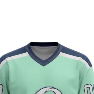 Conjunto de Camiseta y Pantalones Cortos de Hockey sobre Hielo Sublimados en Verde Menta para Hombre, Uniforme Deportivo con Cuello en V de Poliéster, Ropa de Entrenamiento de Alto Rendimiento - Product Image 3
